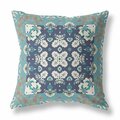 Palacedesigns 16 in. Glacier Blue & Grey Rose Box Indoor & Outdoor Zippered Throw Pillow PA3097792
